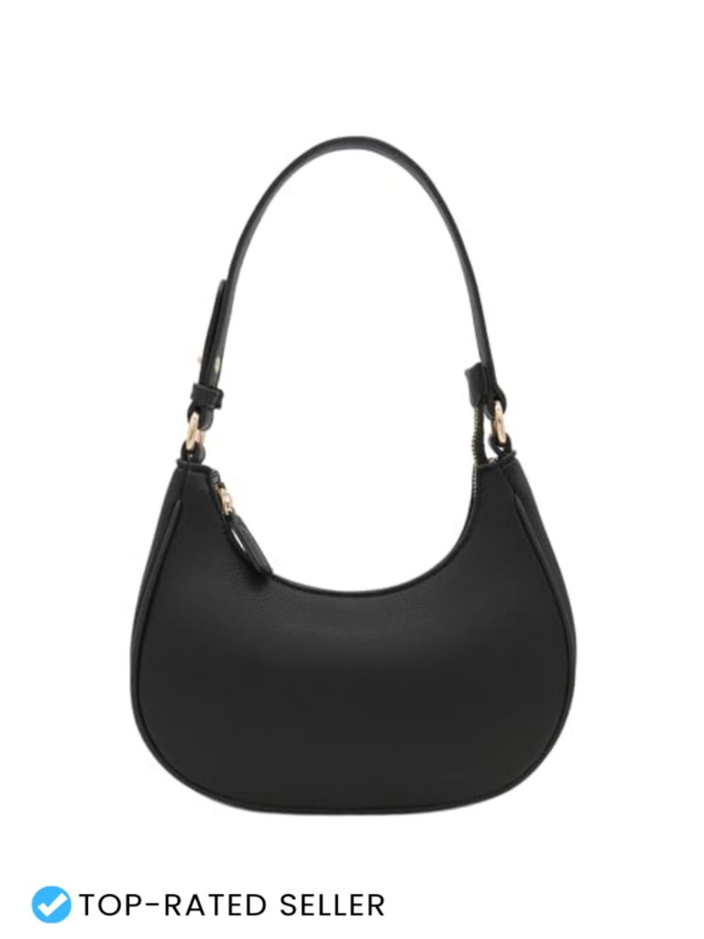 Small Crescent Shoulder Bag PU Leather Zipper Underarm Purse